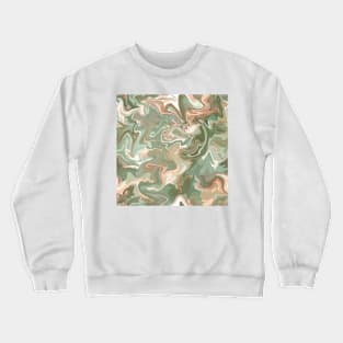 Desert Sage Silk Marble - Light Sage Green, Peach, and Off White Liquid Paint Pattern Crewneck Sweatshirt